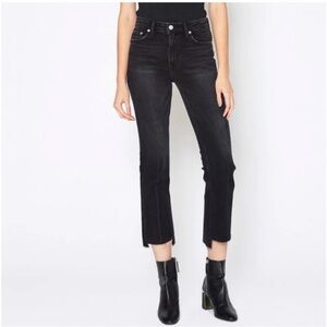 Noend Black High Rise Crop Kick Flare Raw Step Hem Jeans Size 26